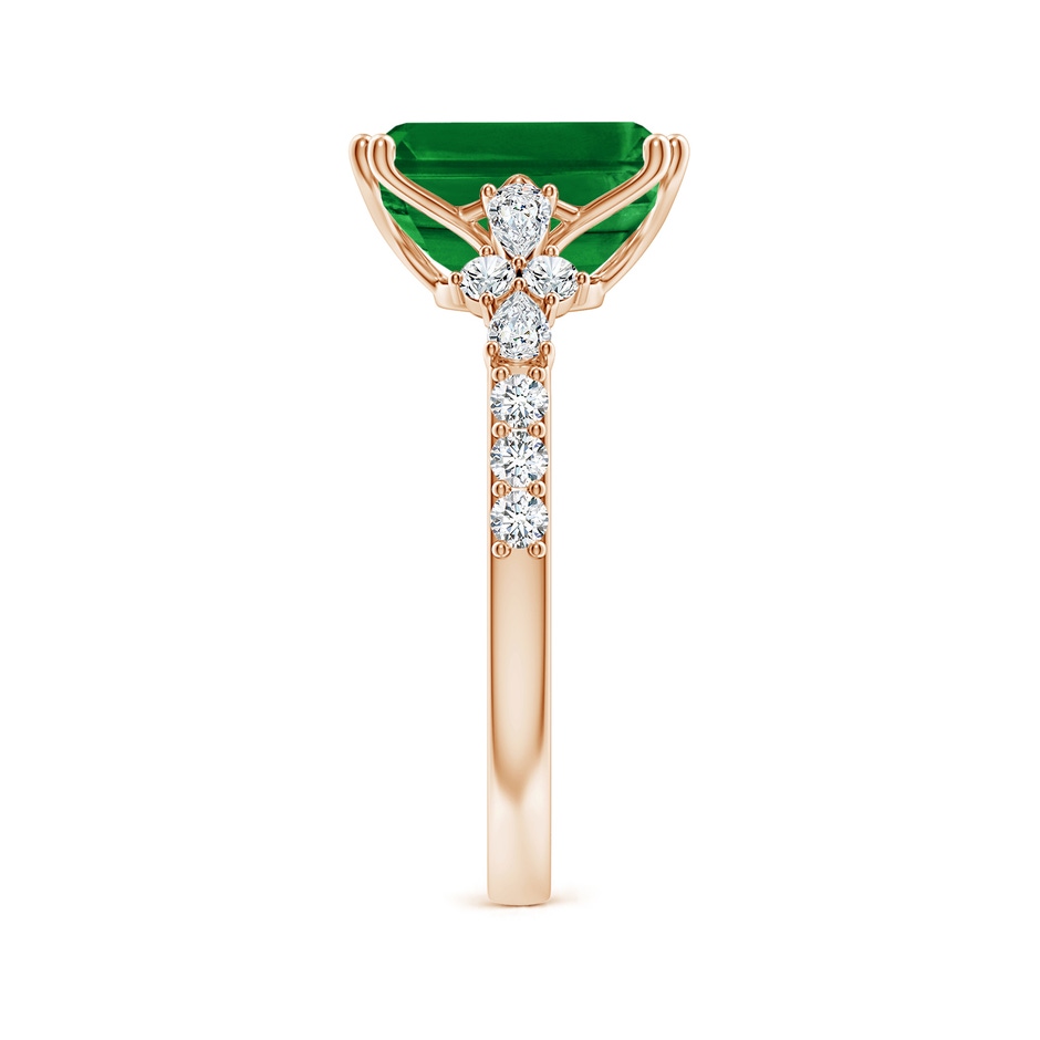 10x8mm AAAA Cushion Rectangular Emerald Side Stone Engagement Ring with Accents in Rose Gold side 299