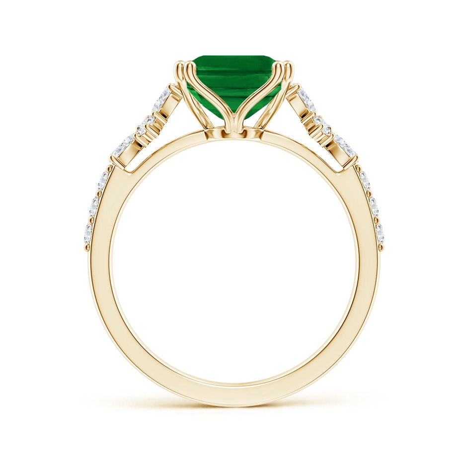 10x8mm AAAA Cushion Rectangular Emerald Side Stone Engagement Ring with Accents in Yellow Gold side 199