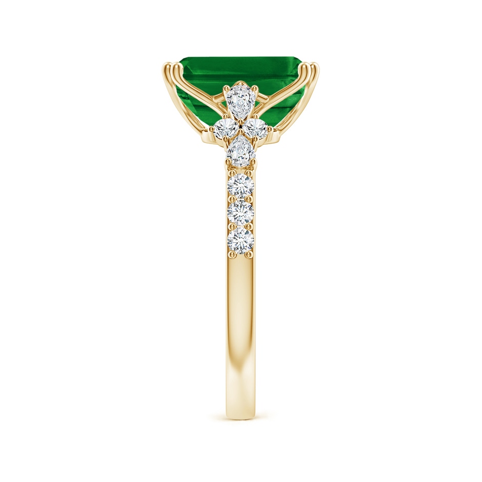 10x8mm AAAA Cushion Rectangular Emerald Side Stone Engagement Ring with Accents in Yellow Gold side 299