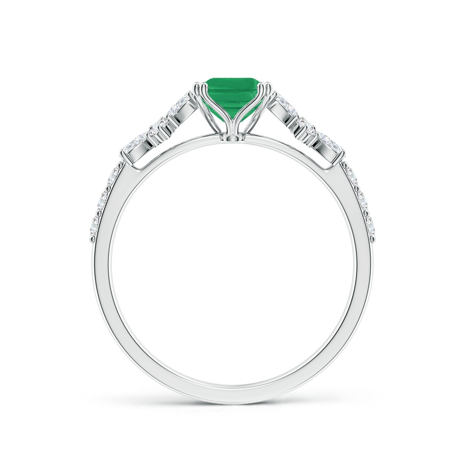 7x5mm A Cushion Rectangular Emerald Side Stone Engagement Ring with Accents in P950 Platinum side 199