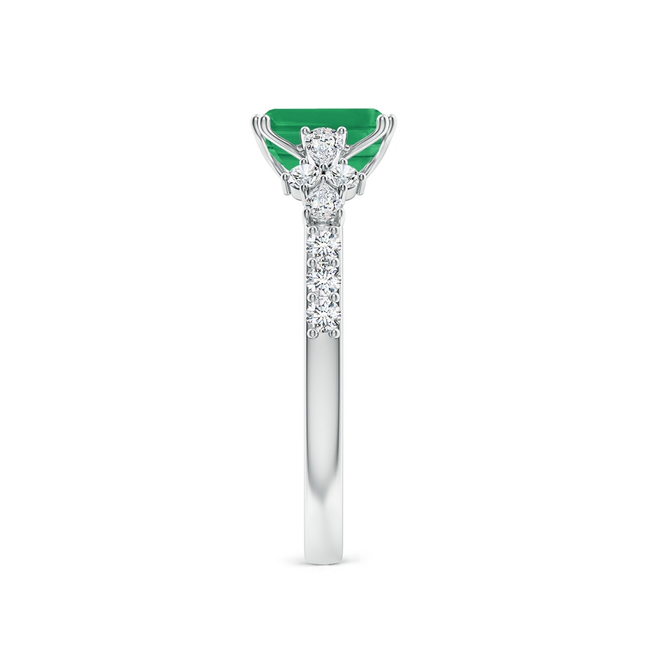 7x5mm A Cushion Rectangular Emerald Side Stone Engagement Ring with Accents in P950 Platinum side 299