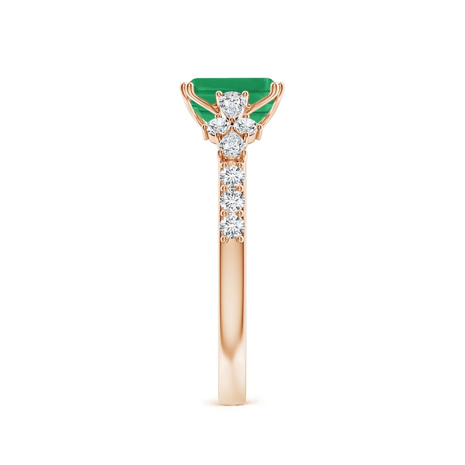7x5mm A Cushion Rectangular Emerald Side Stone Engagement Ring with Accents in Rose Gold side 299