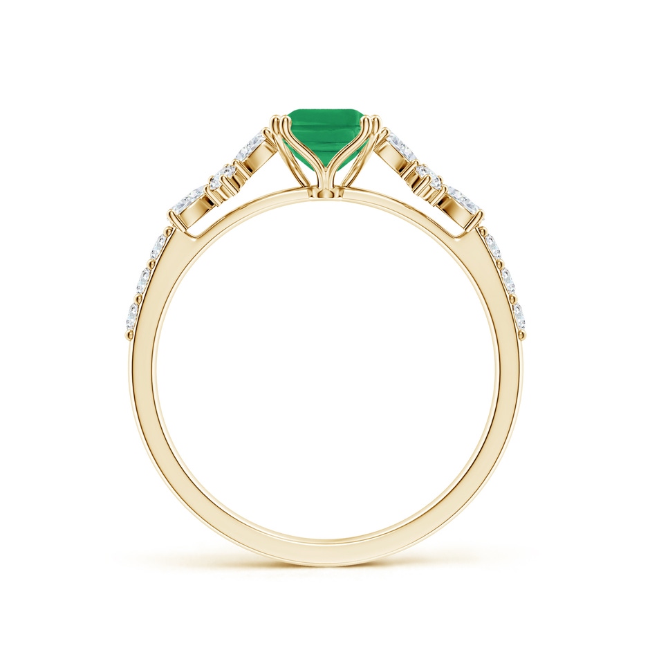 7x5mm A Cushion Rectangular Emerald Side Stone Engagement Ring with Accents in Yellow Gold side 199