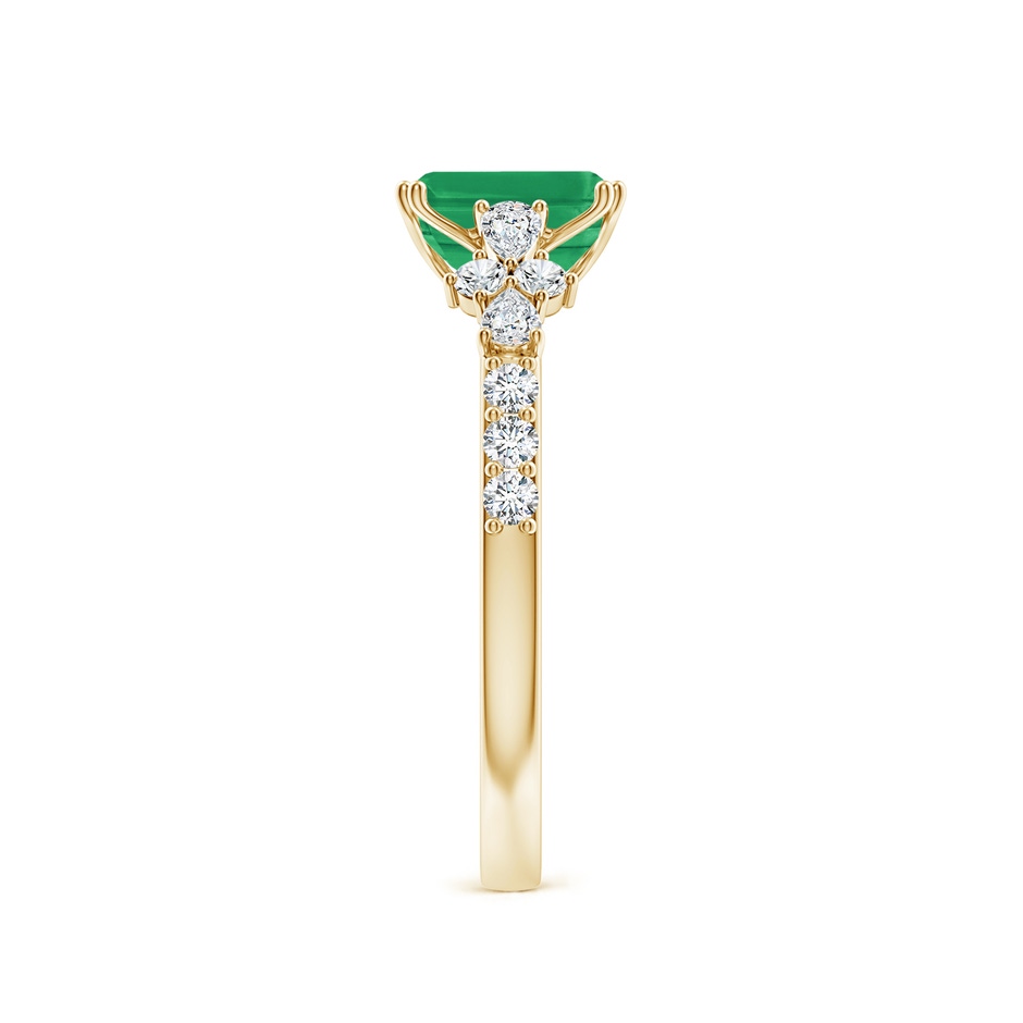 7x5mm A Cushion Rectangular Emerald Side Stone Engagement Ring with Accents in Yellow Gold side 299