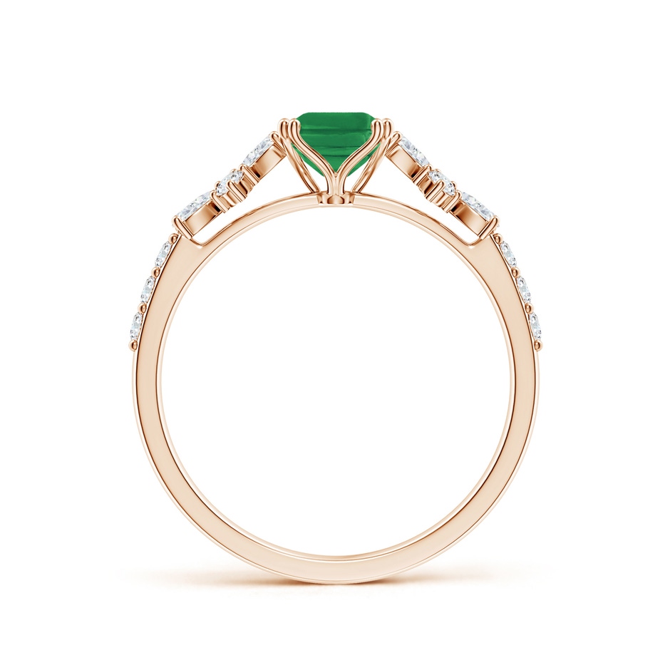 7x5mm AA Cushion Rectangular Emerald Side Stone Engagement Ring with Accents in Rose Gold side 199