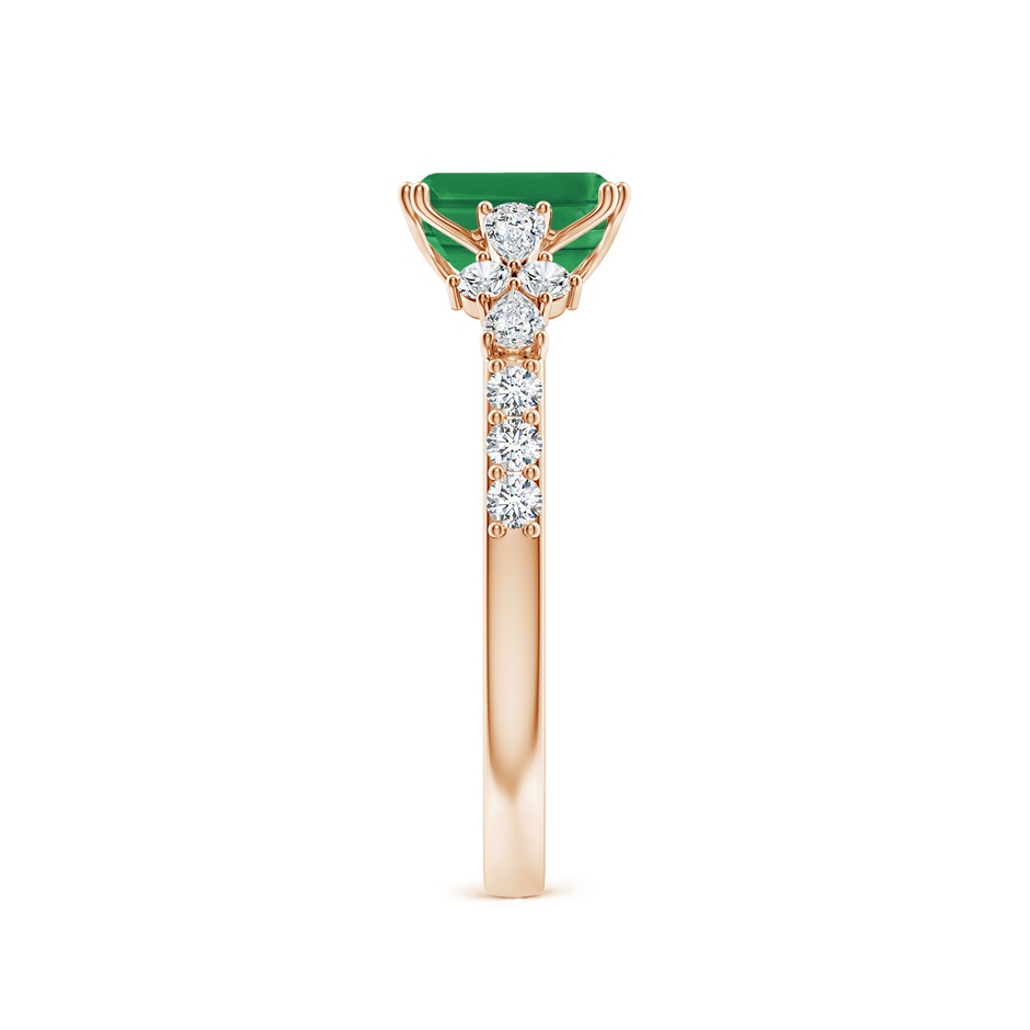 7x5mm AA Cushion Rectangular Emerald Side Stone Engagement Ring with Accents in Rose Gold side 299