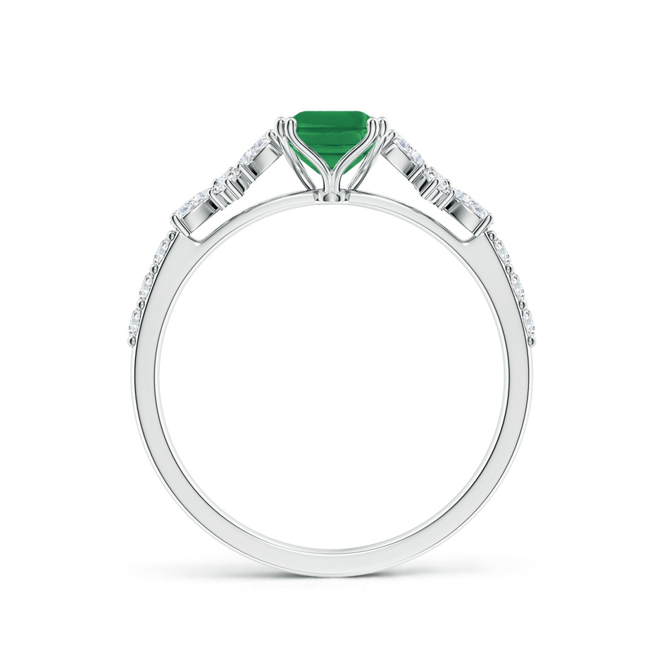 7x5mm AA Cushion Rectangular Emerald Side Stone Engagement Ring with Accents in White Gold side 199