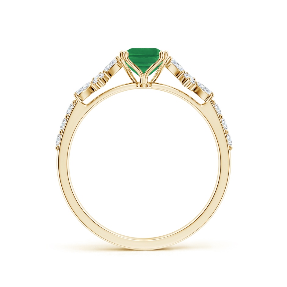 7x5mm AA Cushion Rectangular Emerald Side Stone Engagement Ring with Accents in Yellow Gold side 199