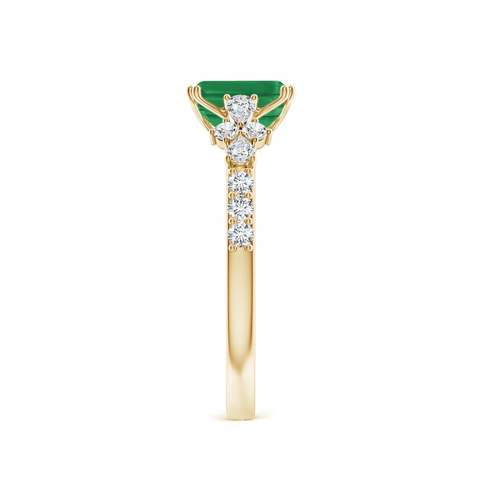 7x5mm AA Cushion Rectangular Emerald Side Stone Engagement Ring with Accents in Yellow Gold side 299