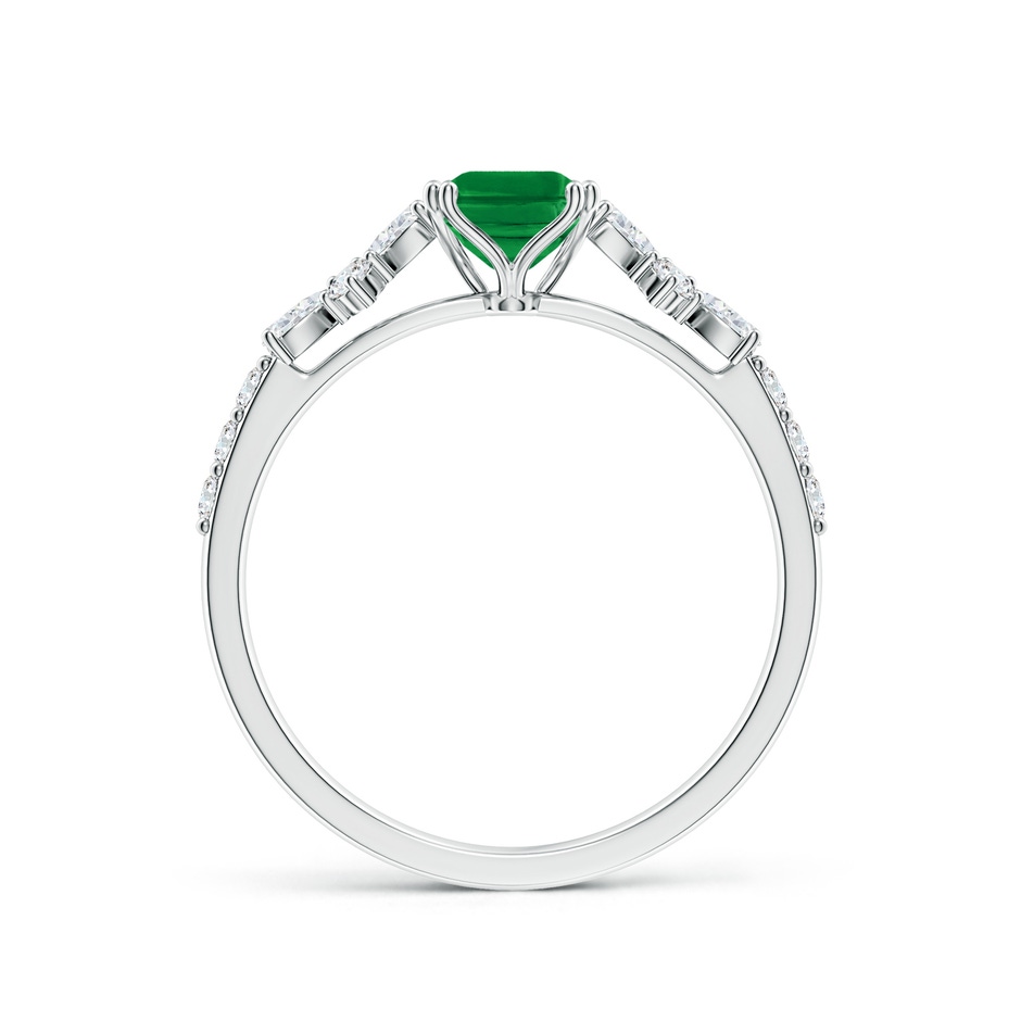 7x5mm AAA Cushion Rectangular Emerald Side Stone Engagement Ring with Accents in 18K White Gold side 199