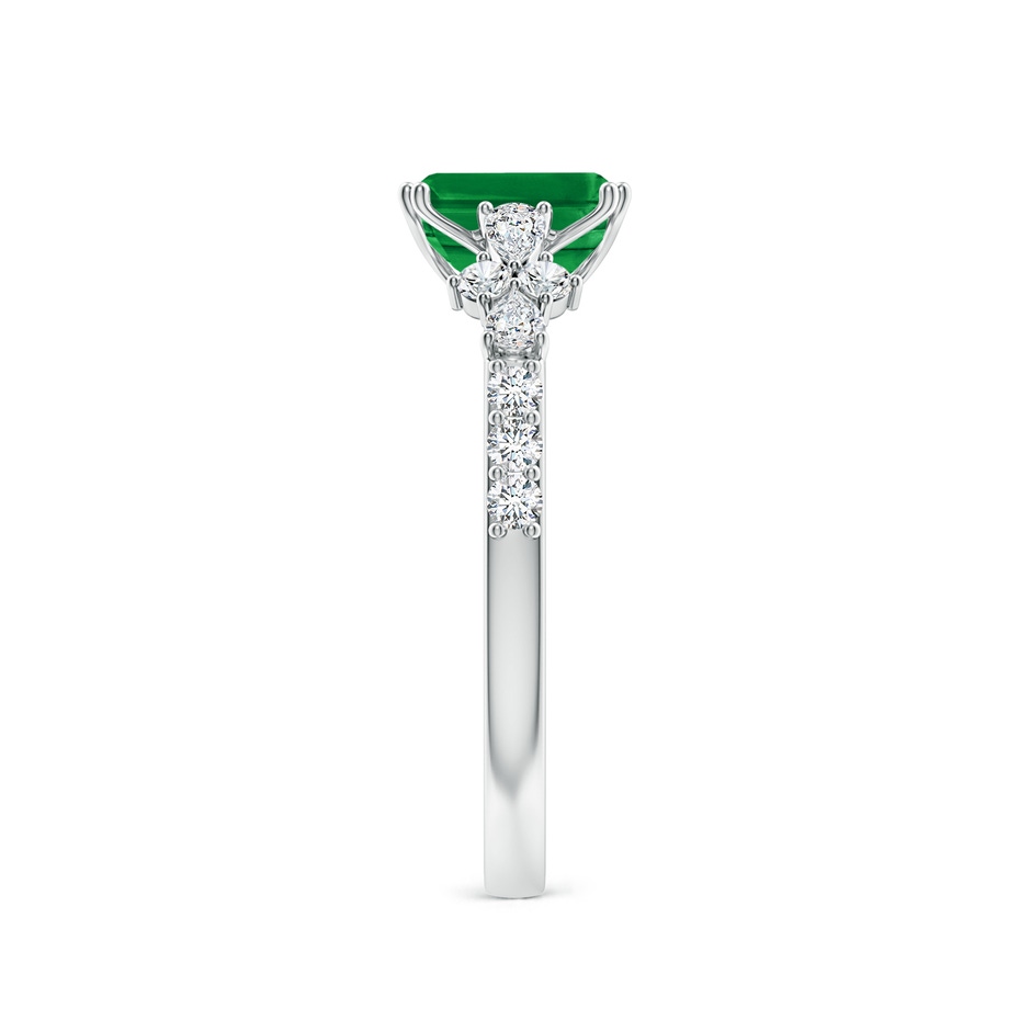 7x5mm AAA Cushion Rectangular Emerald Side Stone Engagement Ring with Accents in 18K White Gold side 299