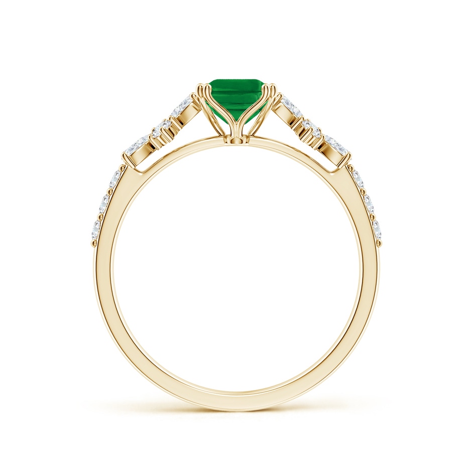 7x5mm AAA Cushion Rectangular Emerald Side Stone Engagement Ring with Accents in Yellow Gold side 199