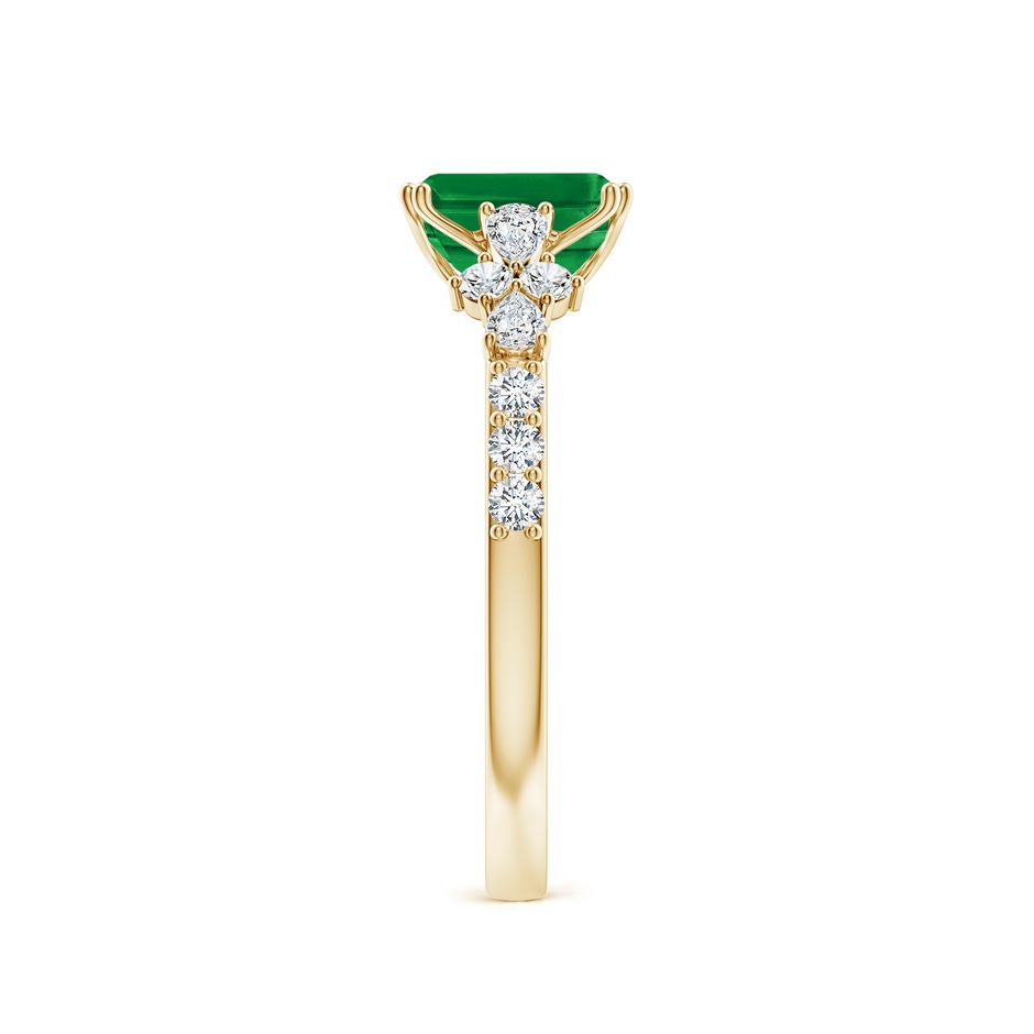 7x5mm AAA Cushion Rectangular Emerald Side Stone Engagement Ring with Accents in Yellow Gold side 299