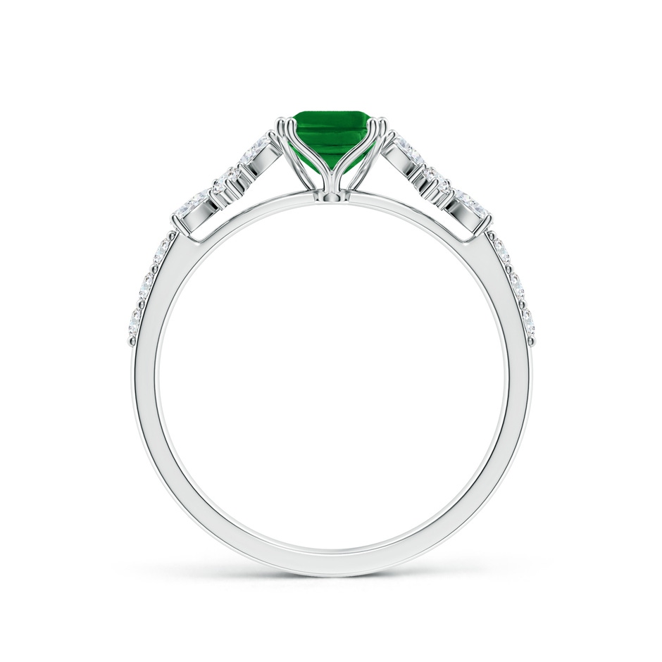 7x5mm AAAA Cushion Rectangular Emerald Side Stone Engagement Ring with Accents in P950 Platinum side 199