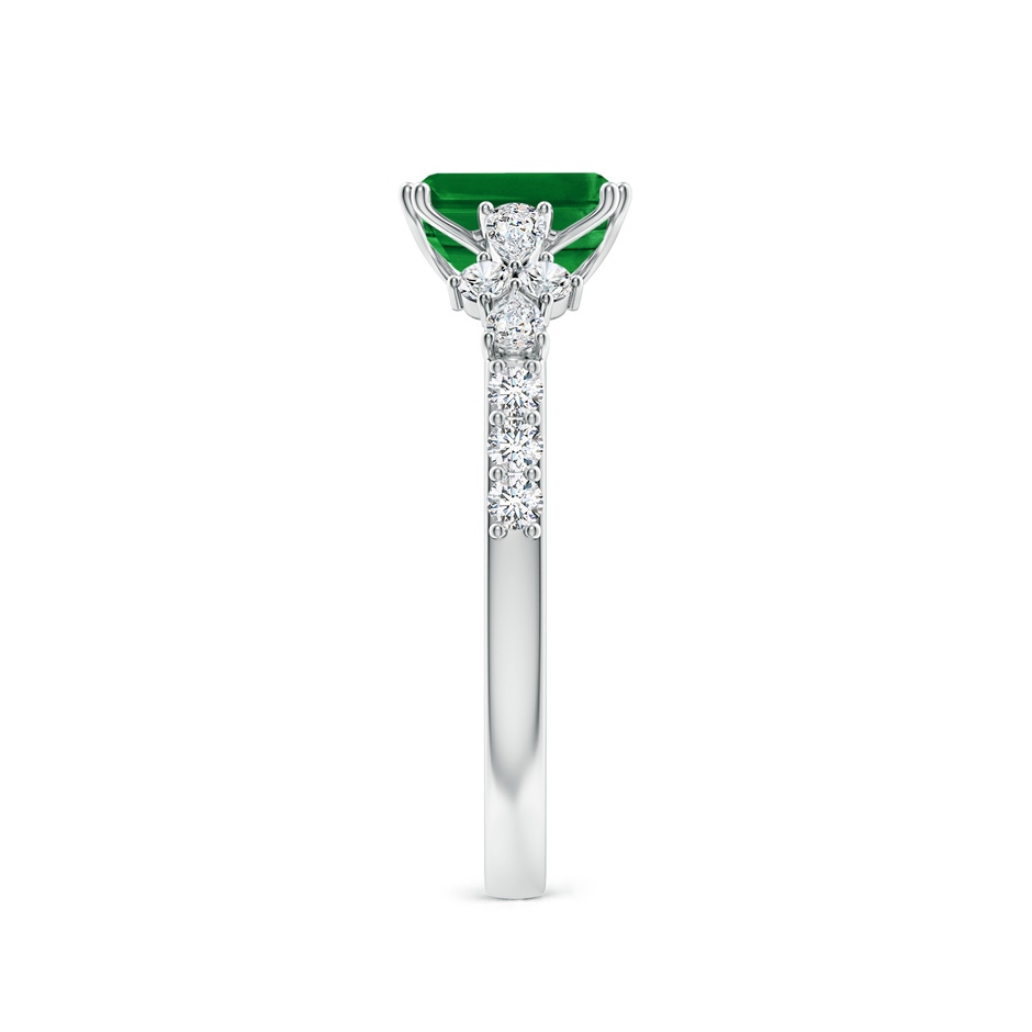 7x5mm AAAA Cushion Rectangular Emerald Side Stone Engagement Ring with Accents in P950 Platinum side 299