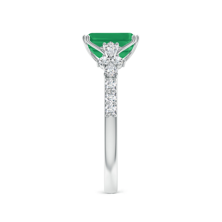 8x6mm A Cushion Rectangular Emerald Side Stone Engagement Ring with Accents in P950 Platinum side 299