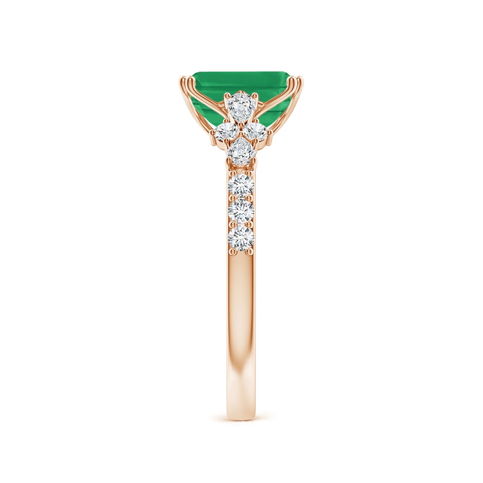 8x6mm A Cushion Rectangular Emerald Side Stone Engagement Ring with Accents in Rose Gold side 299