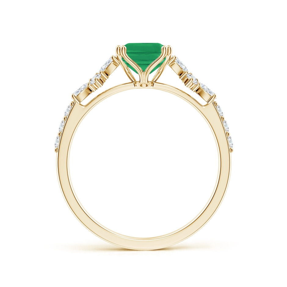 8x6mm A Cushion Rectangular Emerald Side Stone Engagement Ring with Accents in Yellow Gold side 199