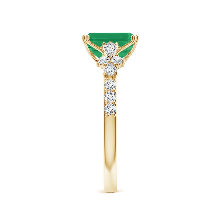 8x6mm A Cushion Rectangular Emerald Side Stone Engagement Ring with Accents in Yellow Gold side 299