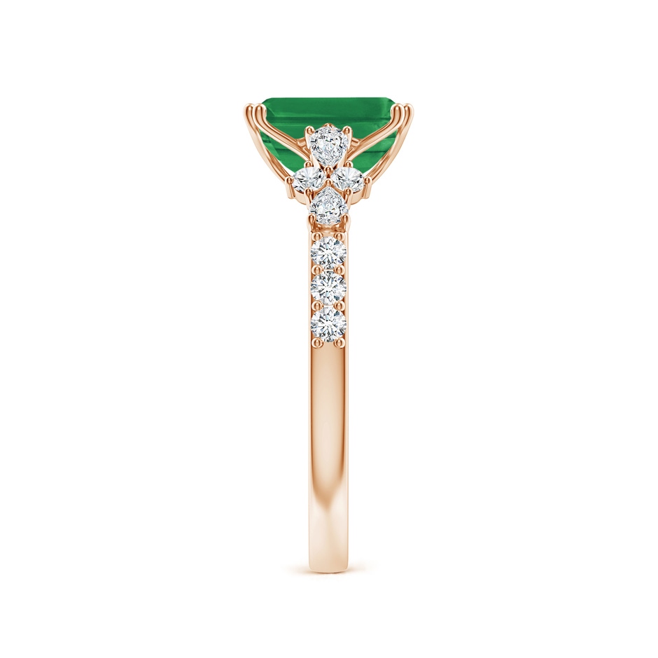 8x6mm AA Cushion Rectangular Emerald Side Stone Engagement Ring with Accents in Rose Gold side 299