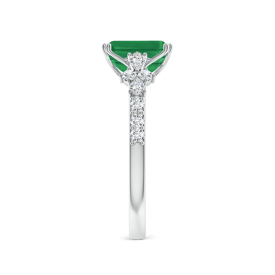 8x6mm AA Cushion Rectangular Emerald Side Stone Engagement Ring with Accents in White Gold side 299