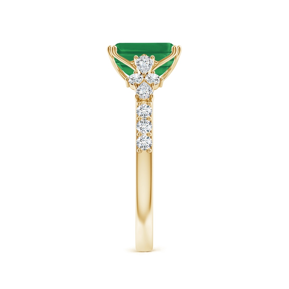 8x6mm AA Cushion Rectangular Emerald Side Stone Engagement Ring with Accents in Yellow Gold side 299