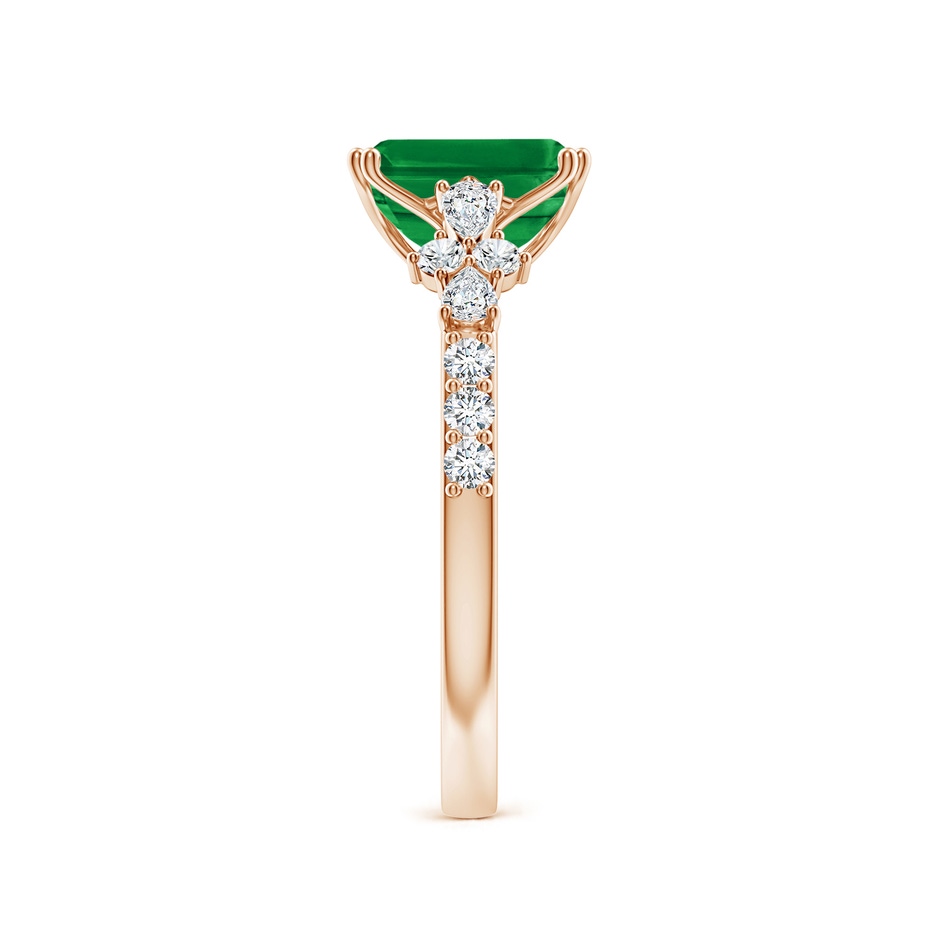 8x6mm AAA Cushion Rectangular Emerald Side Stone Engagement Ring with Accents in Rose Gold side 299