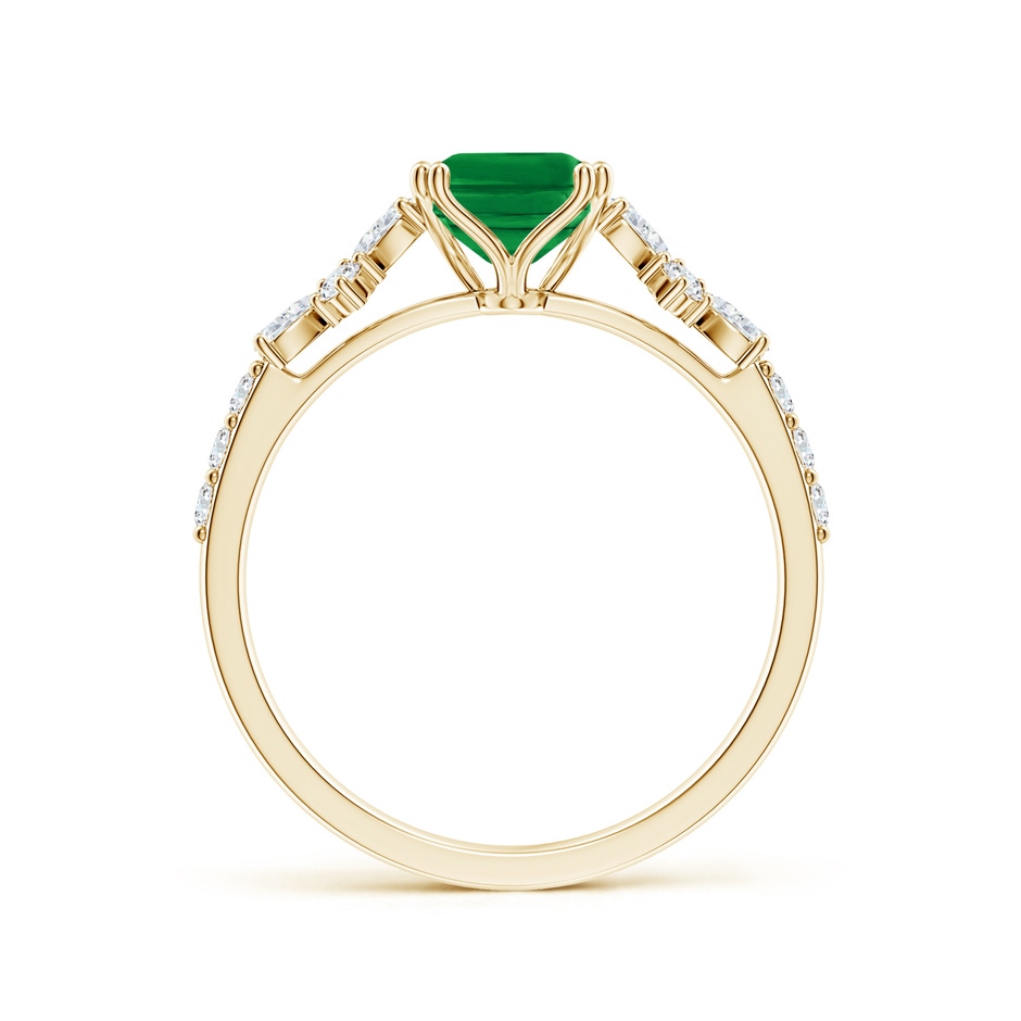 8x6mm AAA Cushion Rectangular Emerald Side Stone Engagement Ring with Accents in Yellow Gold side 199