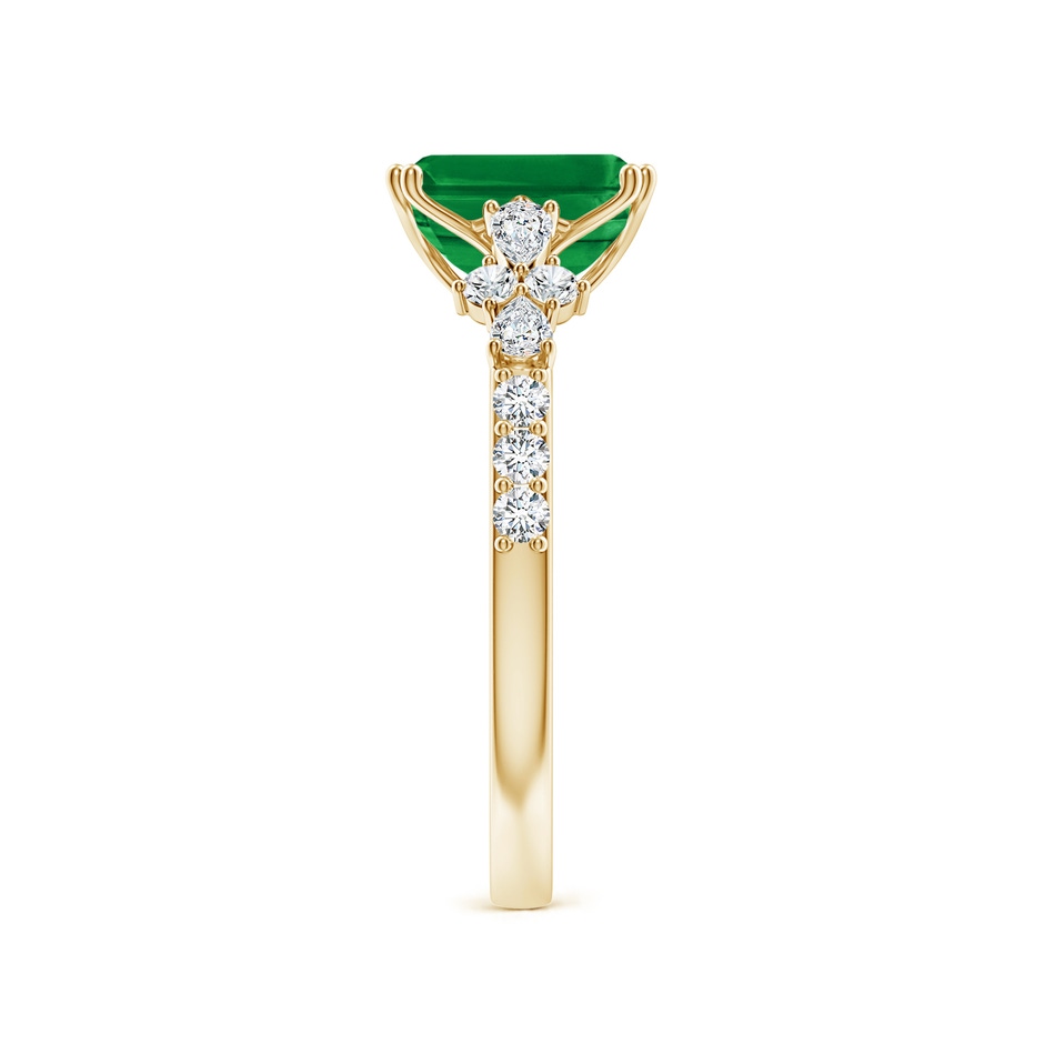 8x6mm AAA Cushion Rectangular Emerald Side Stone Engagement Ring with Accents in Yellow Gold side 299