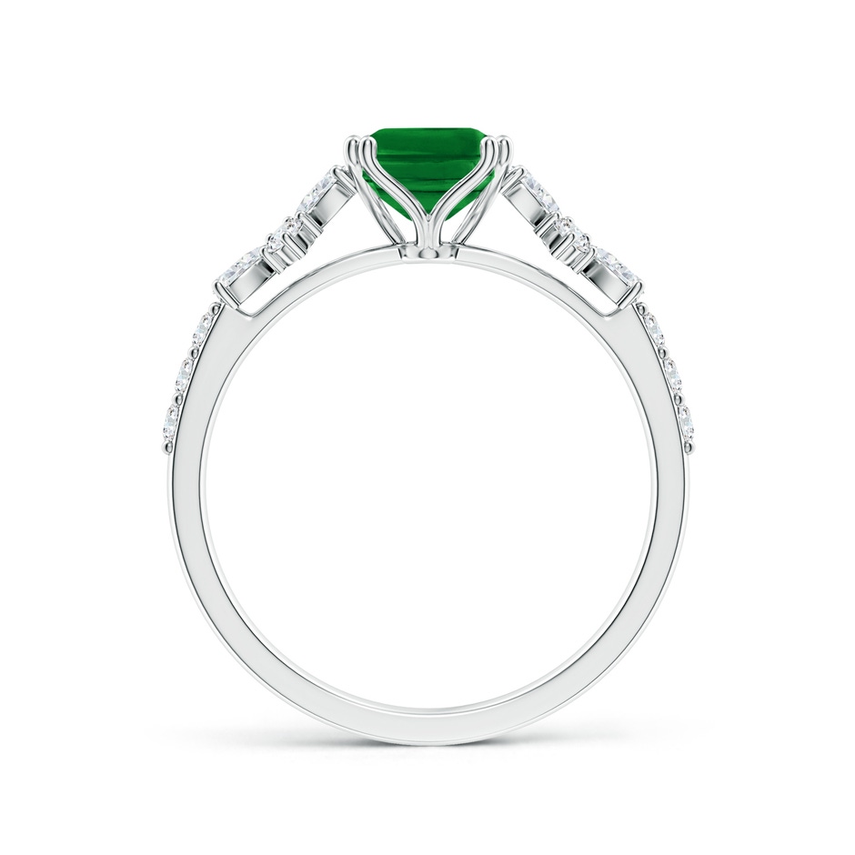 8x6mm AAAA Cushion Rectangular Emerald Side Stone Engagement Ring with Accents in P950 Platinum side 199