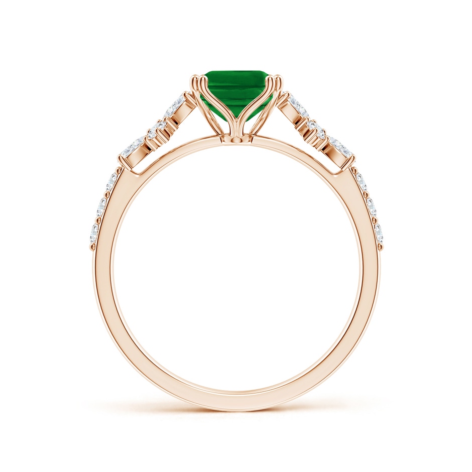 8x6mm AAAA Cushion Rectangular Emerald Side Stone Engagement Ring with Accents in Rose Gold side 199