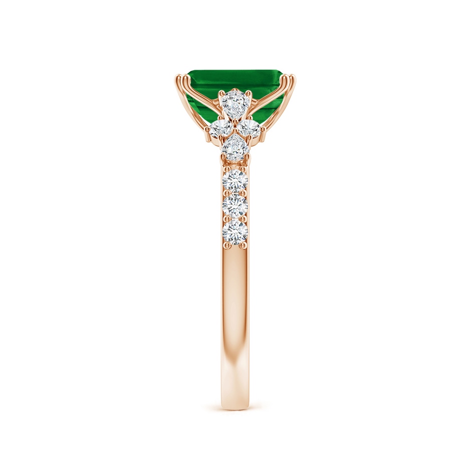 8x6mm AAAA Cushion Rectangular Emerald Side Stone Engagement Ring with Accents in Rose Gold side 299