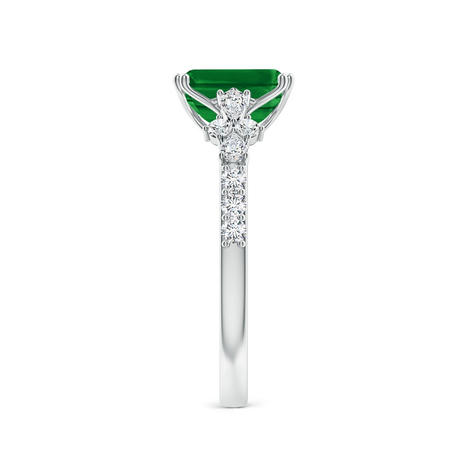 8x6mm AAAA Cushion Rectangular Emerald Side Stone Engagement Ring with Accents in White Gold side 299