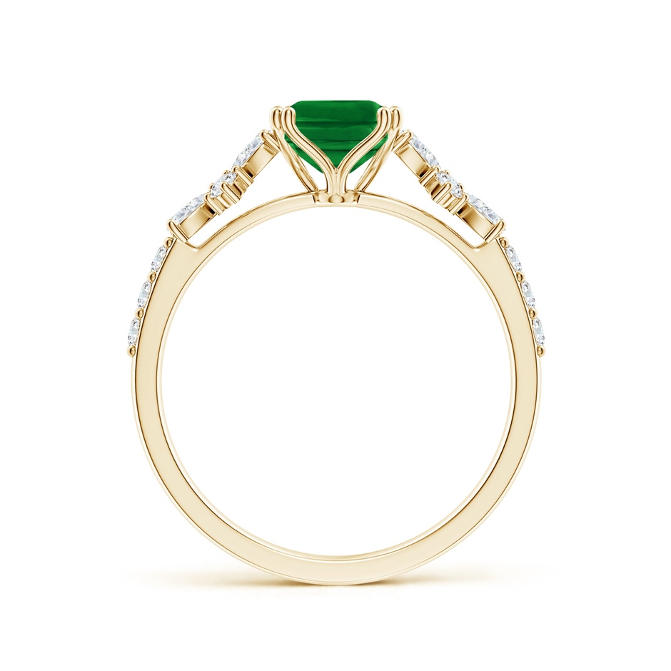 8x6mm AAAA Cushion Rectangular Emerald Side Stone Engagement Ring with Accents in Yellow Gold side 199
