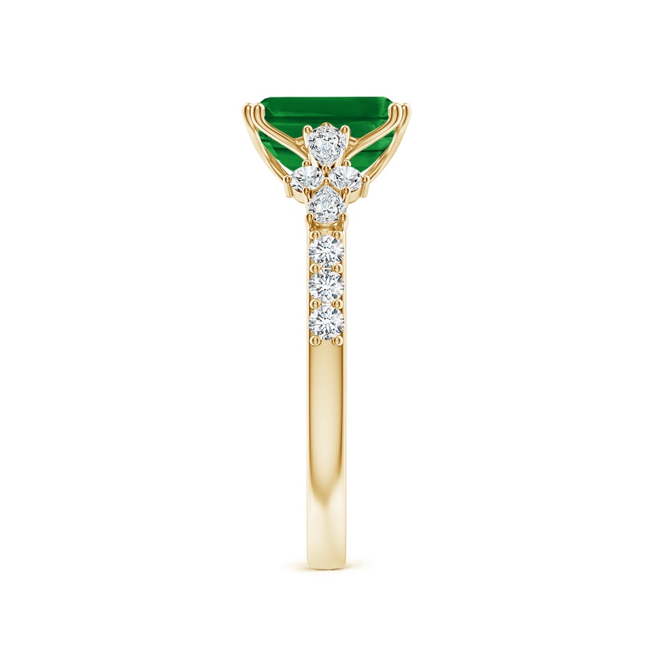 8x6mm AAAA Cushion Rectangular Emerald Side Stone Engagement Ring with Accents in Yellow Gold side 299