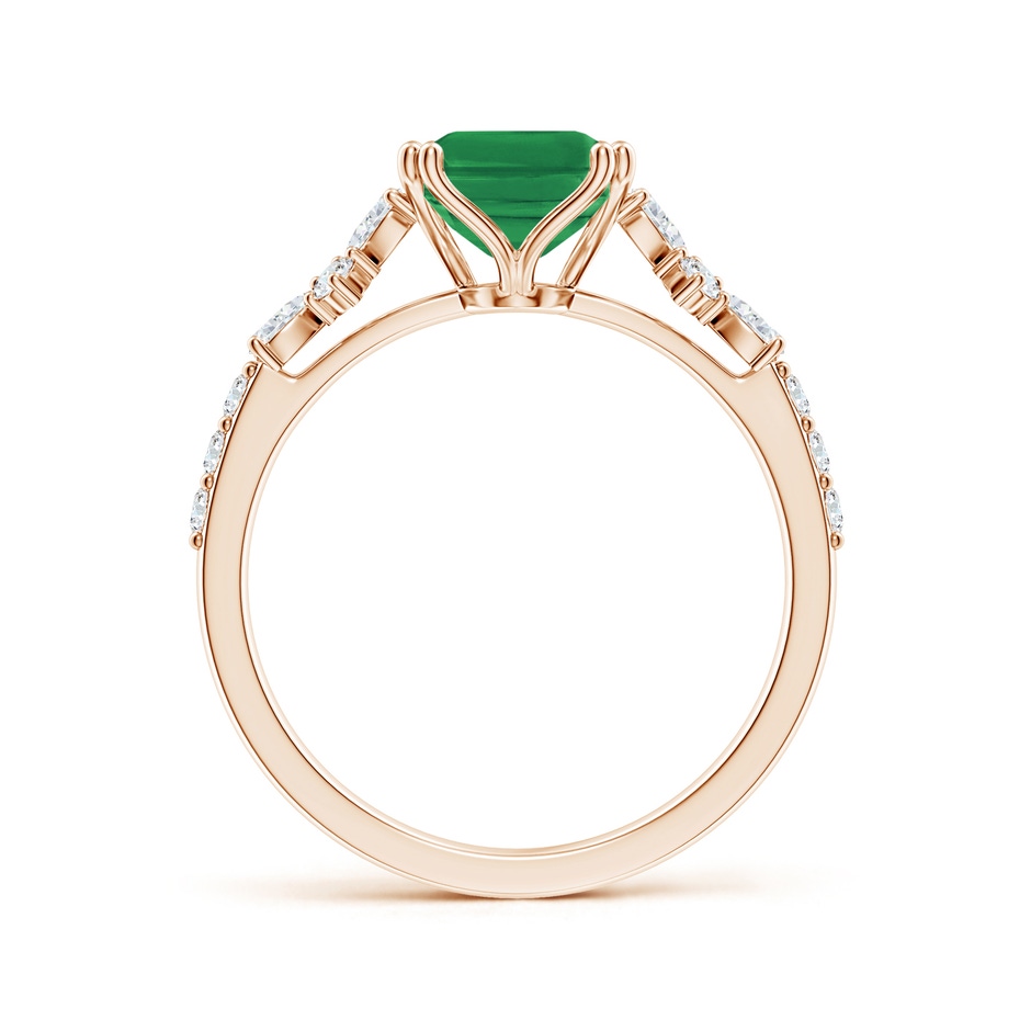 9x7mm AA Cushion Rectangular Emerald Side Stone Engagement Ring with Accents in Rose Gold side 199