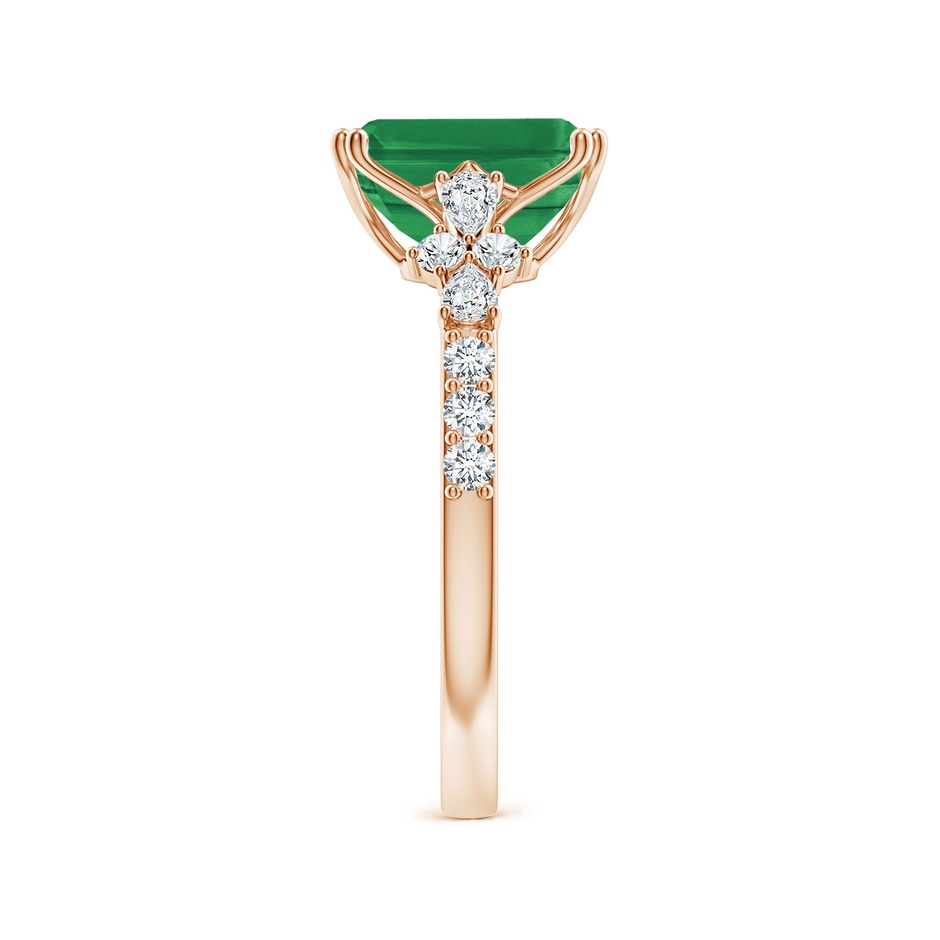9x7mm AA Cushion Rectangular Emerald Side Stone Engagement Ring with Accents in Rose Gold side 299