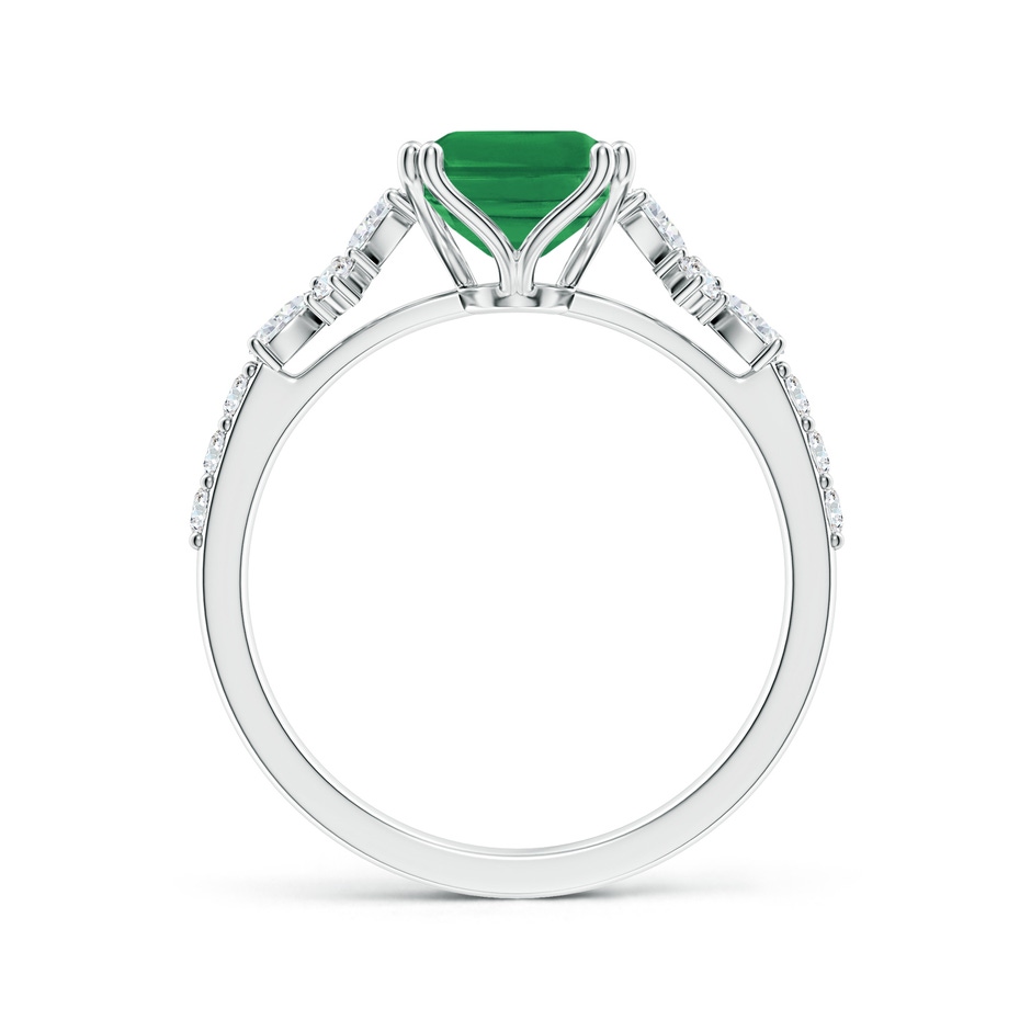 9x7mm AA Cushion Rectangular Emerald Side Stone Engagement Ring with Accents in White Gold side 199