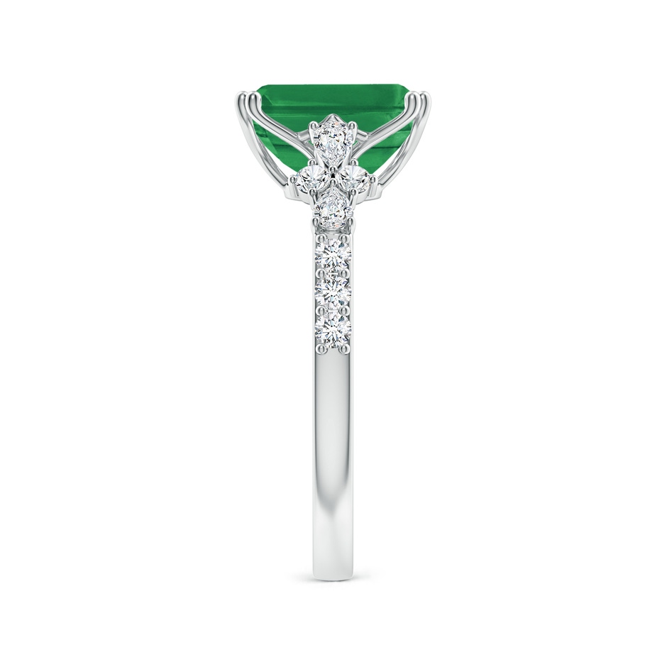 9x7mm AA Cushion Rectangular Emerald Side Stone Engagement Ring with Accents in White Gold side 299