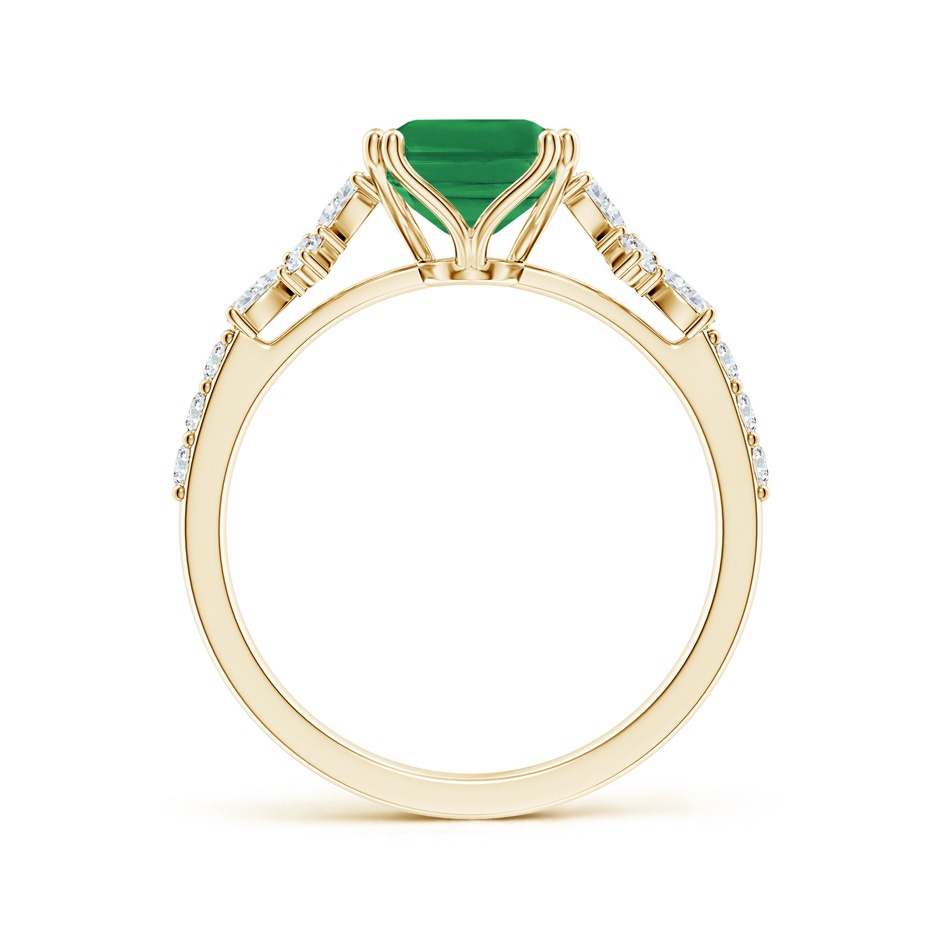 9x7mm AA Cushion Rectangular Emerald Side Stone Engagement Ring with Accents in Yellow Gold side 199