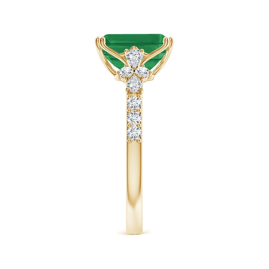 9x7mm AA Cushion Rectangular Emerald Side Stone Engagement Ring with Accents in Yellow Gold side 299