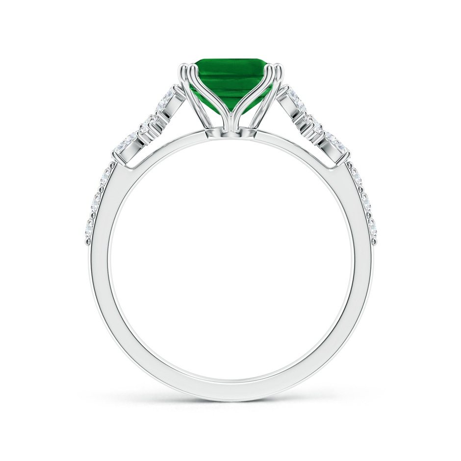 9x7mm AAAA Cushion Rectangular Emerald Side Stone Engagement Ring with Accents in P950 Platinum side 199