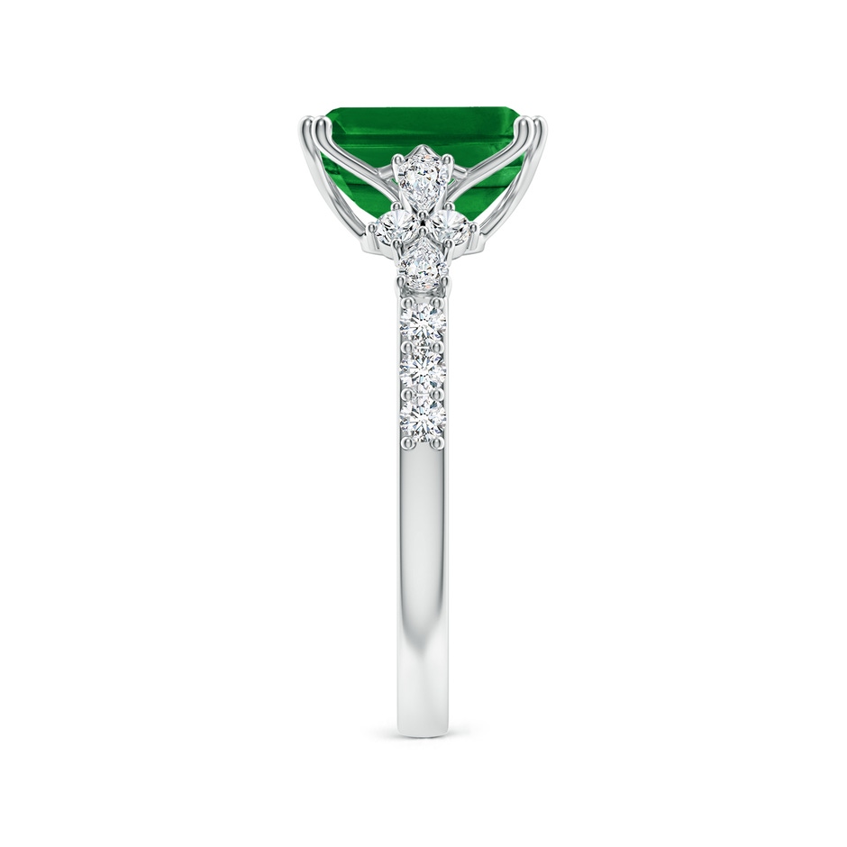9x7mm AAAA Cushion Rectangular Emerald Side Stone Engagement Ring with Accents in P950 Platinum side 299