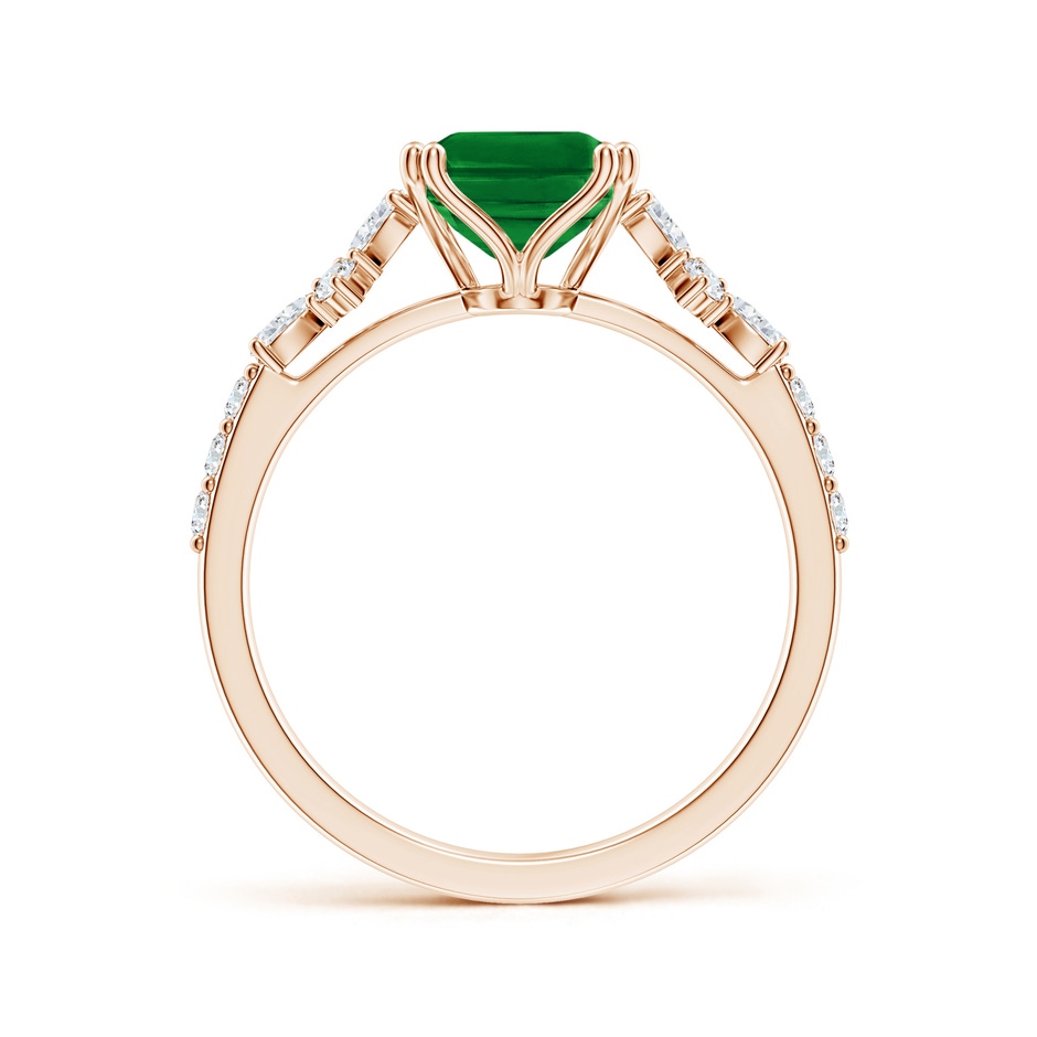 9x7mm AAAA Cushion Rectangular Emerald Side Stone Engagement Ring with Accents in Rose Gold side 199