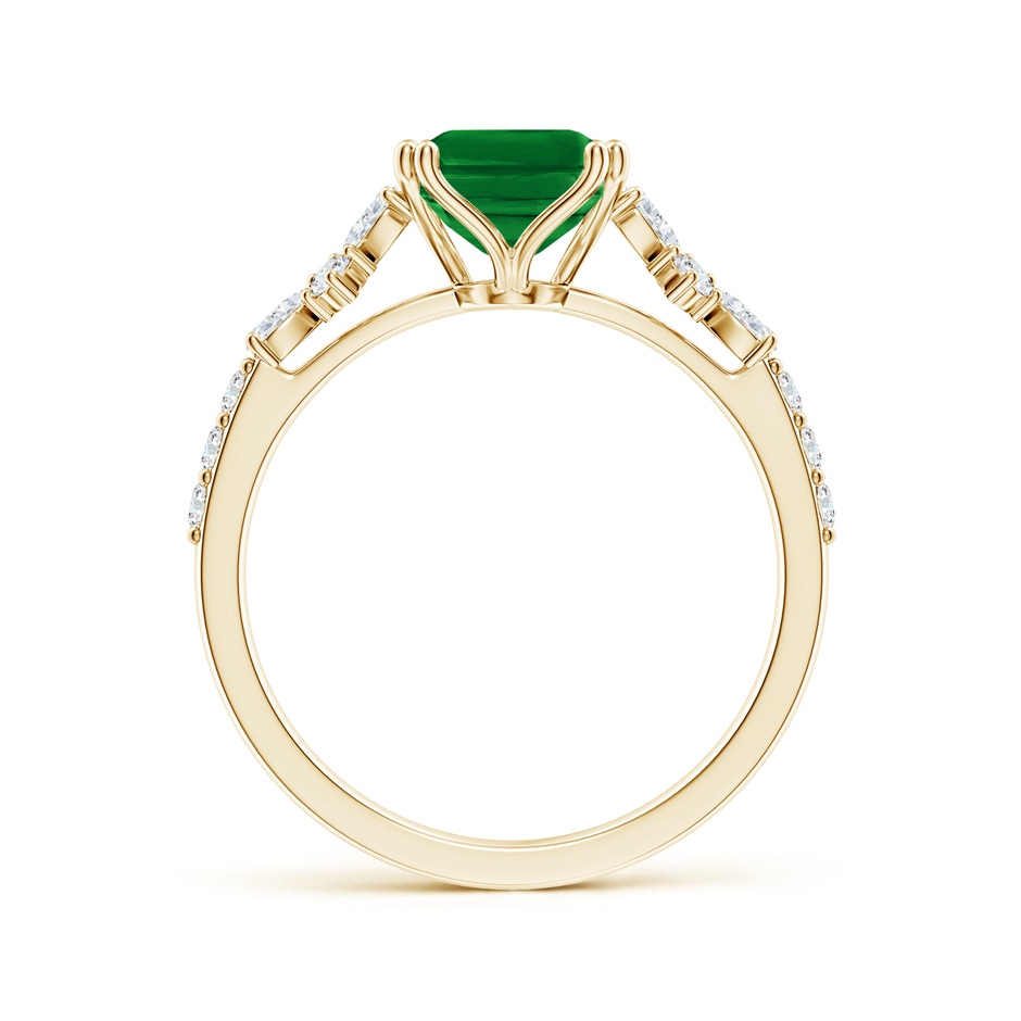 9x7mm AAAA Cushion Rectangular Emerald Side Stone Engagement Ring with Accents in Yellow Gold side 199