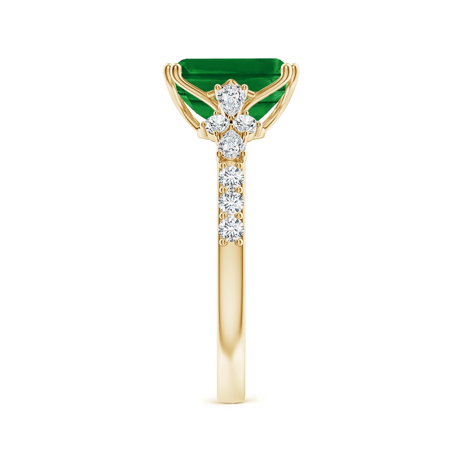 9x7mm AAAA Cushion Rectangular Emerald Side Stone Engagement Ring with Accents in Yellow Gold side 299