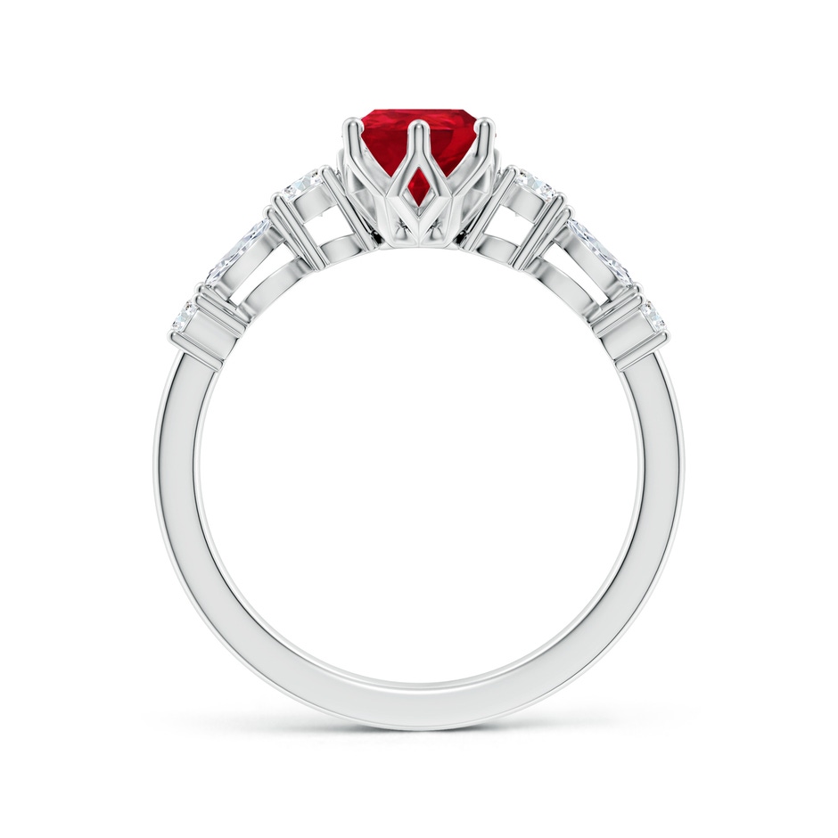Side Part Ruby Classic Pear Ruby Side Stone Engagement Ring