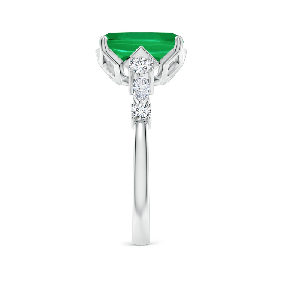 10x8mm AA Classic Cushion Rectangular Emerald Side Stone Engagement Ring in 18K White Gold side 299