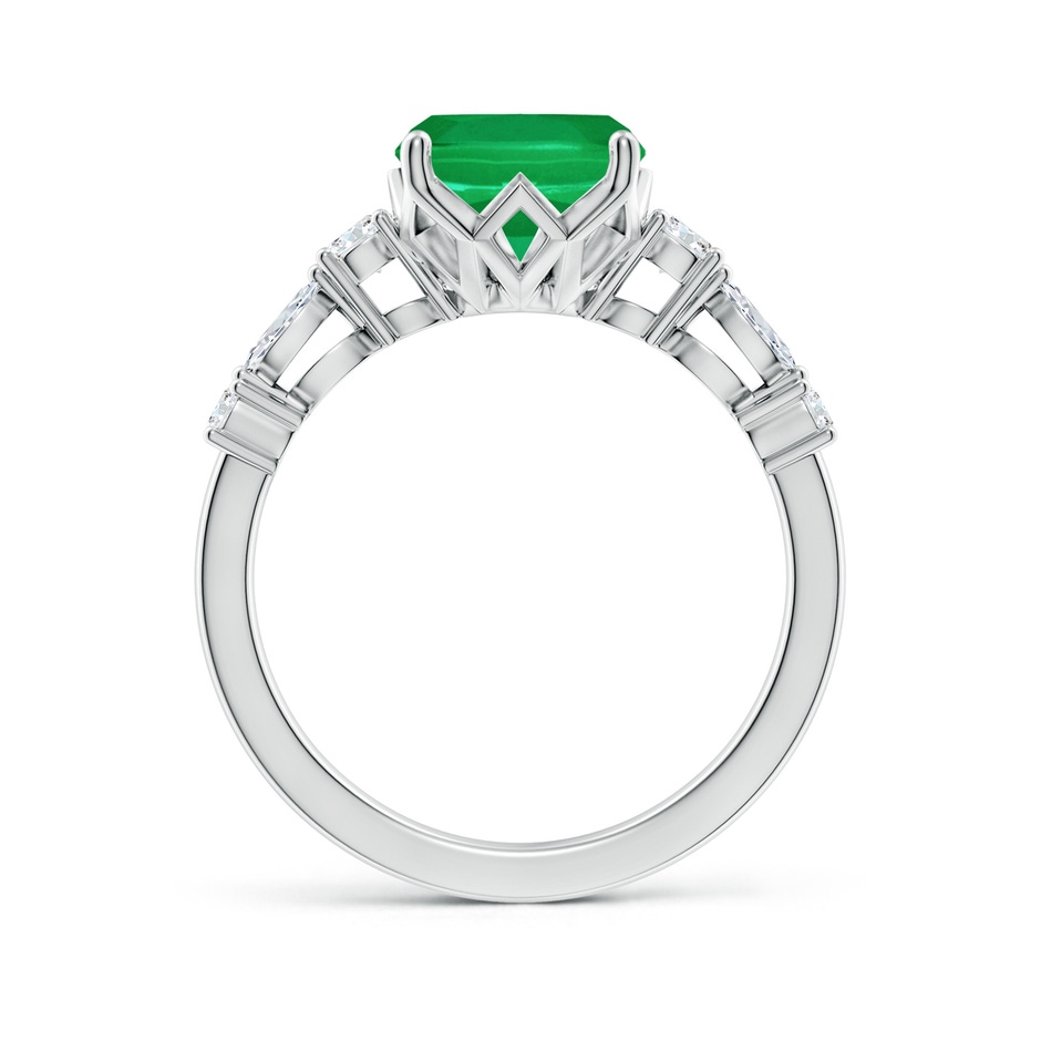 10x8mm AA Classic Cushion Rectangular Emerald Side Stone Engagement Ring in White Gold side 199