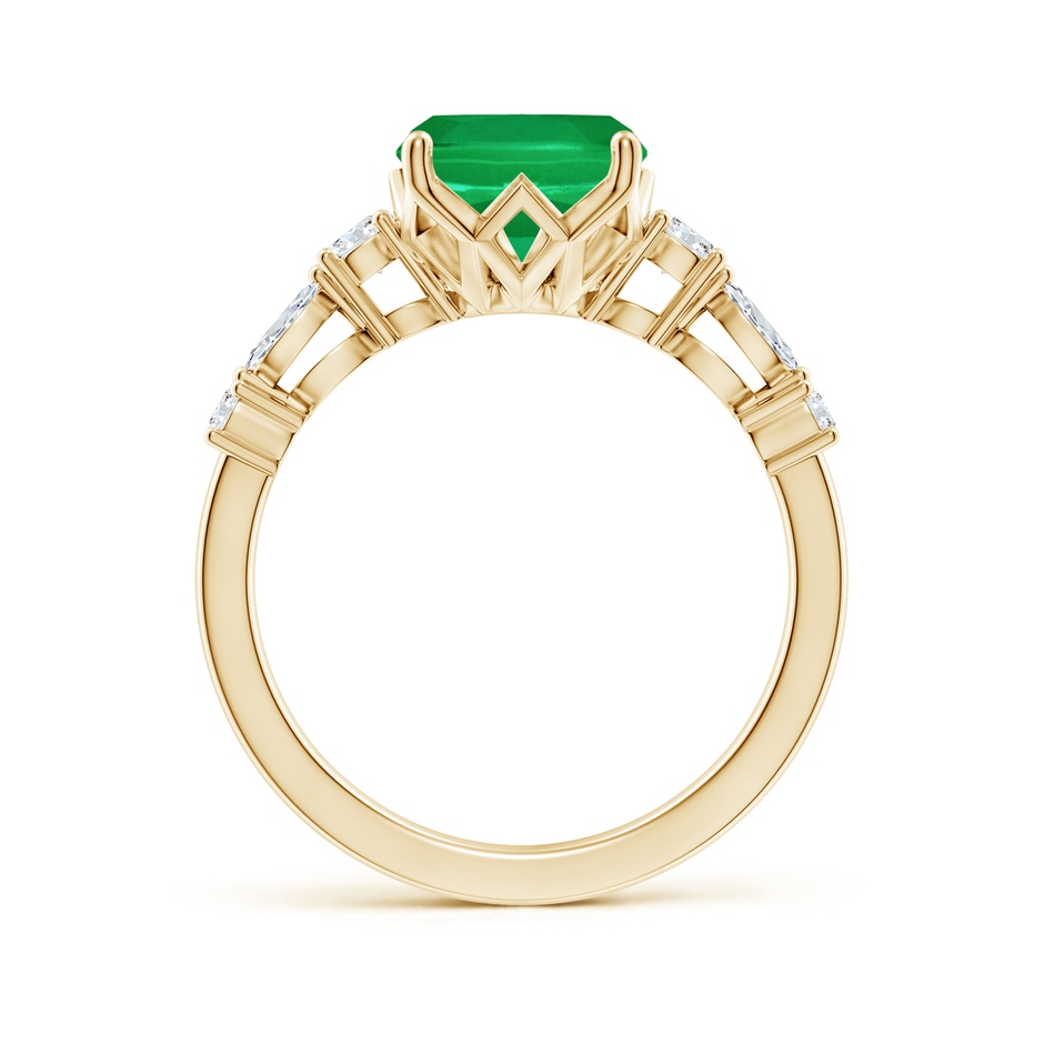 10x8mm AA Classic Cushion Rectangular Emerald Side Stone Engagement Ring in Yellow Gold side 199
